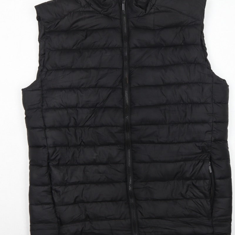 Easy Men's Black Small Puffer Bodywarmer Quilted Zip Padded Gilet