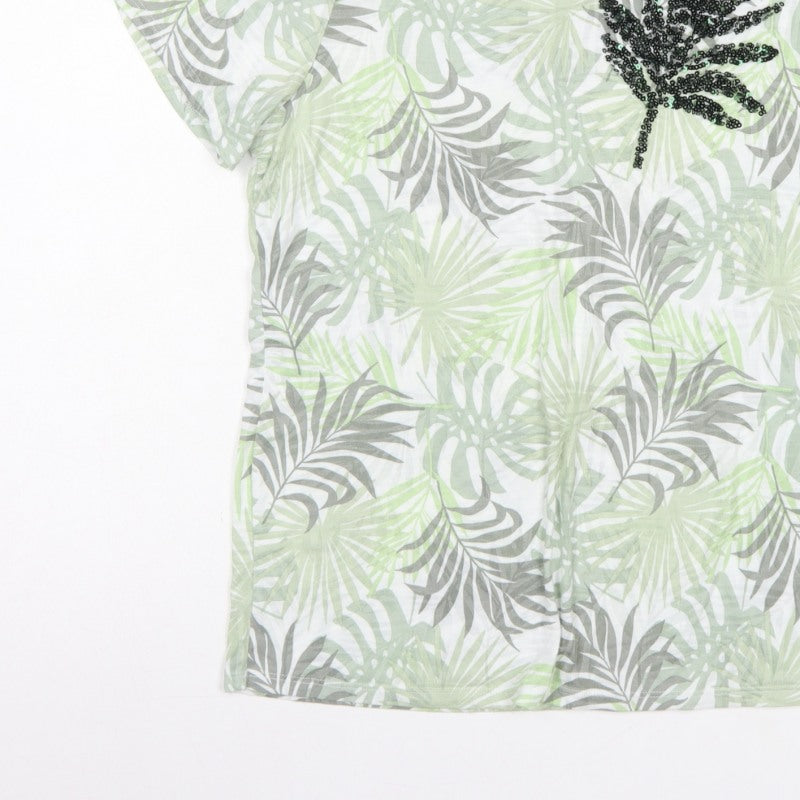 Bonmarché Women’s Multicoloured Size 14 Tropical Sequin T-Shirt