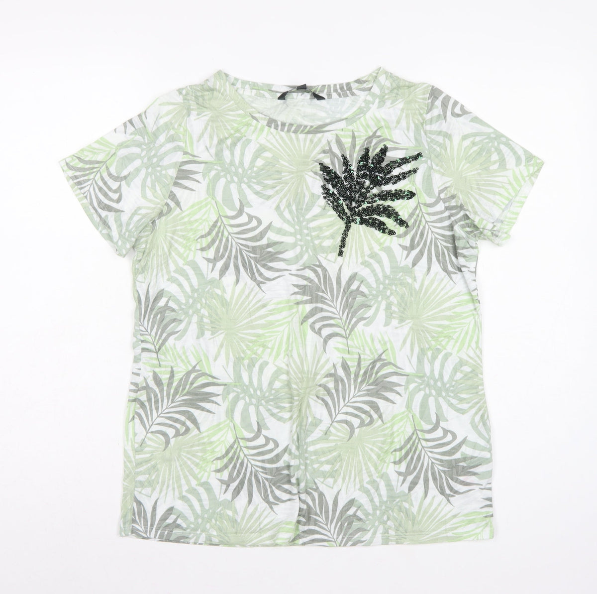 Bonmarché Women’s Multicoloured Size 14 Tropical Sequin T-Shirt