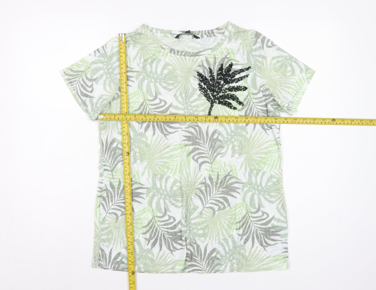 Bonmarché Women’s Multicoloured Size 14 Tropical Sequin T-Shirt