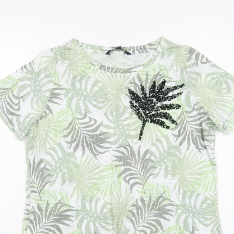 Bonmarché Women’s Multicoloured Size 14 Tropical Sequin T-Shirt