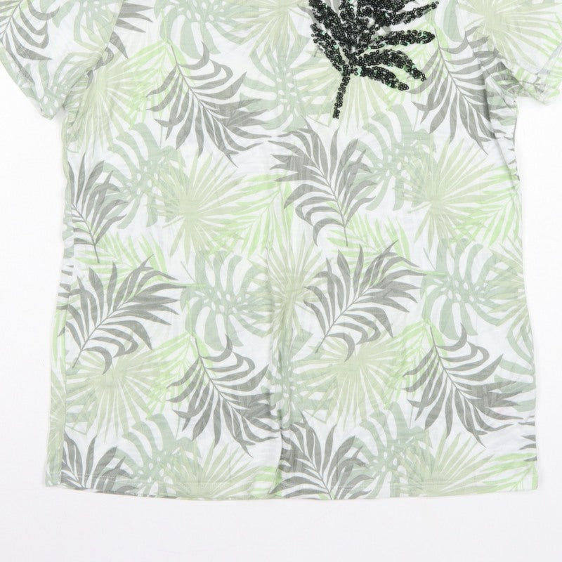Bonmarché Women’s Multicoloured Size 14 Tropical Sequin T-Shirt