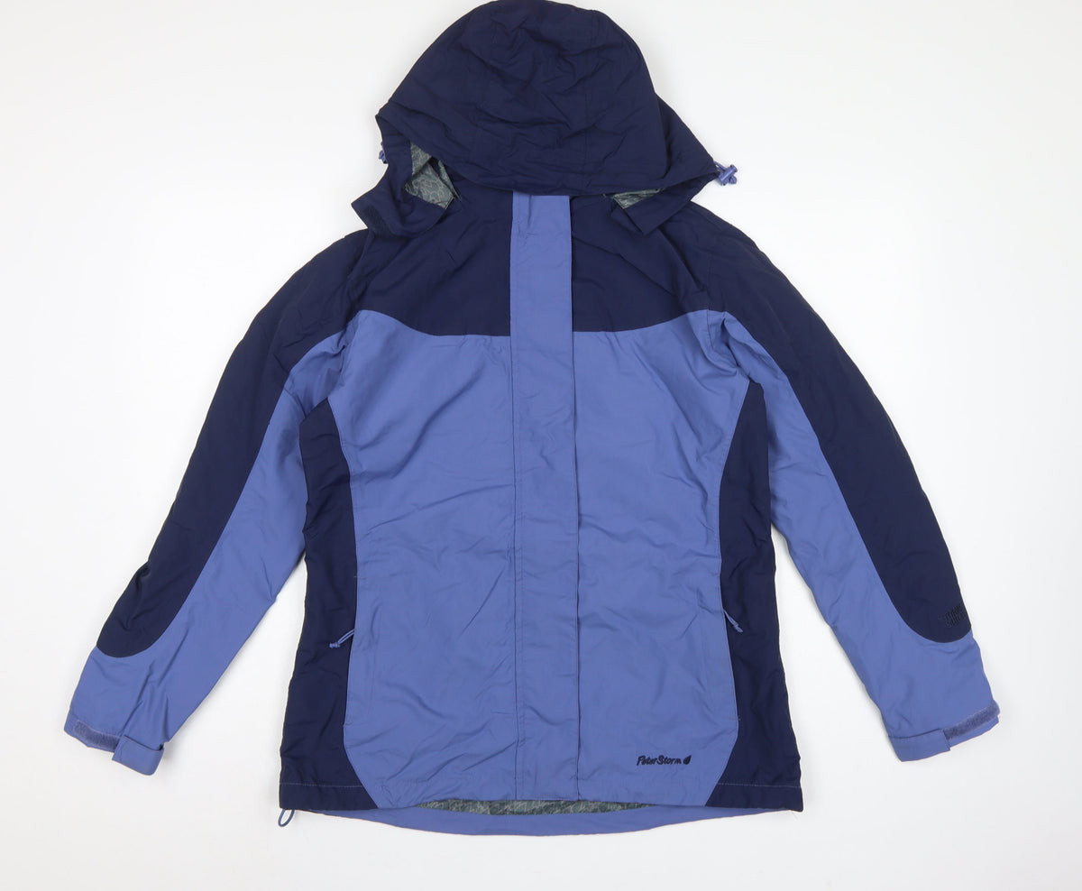 Peter Storm Women’s Blue Hooded Rain Jacket Size 12 Outdoor