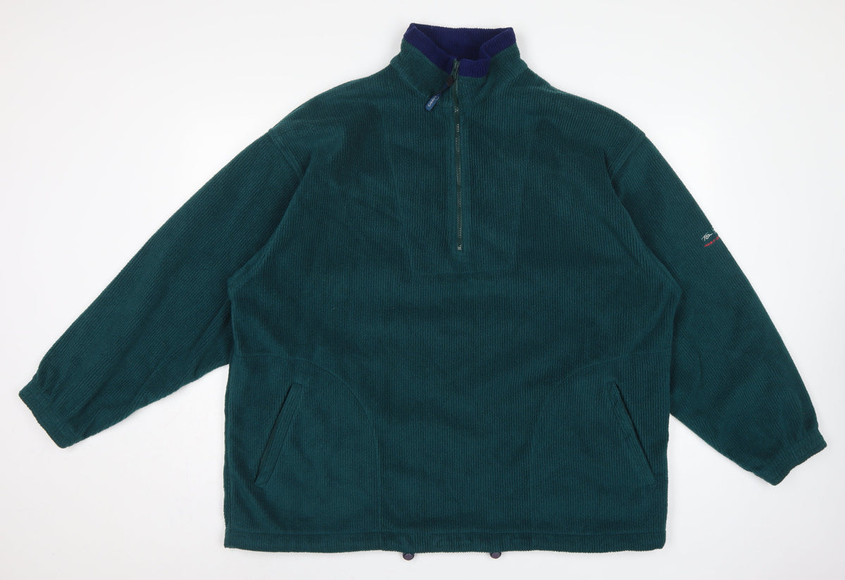 Back view of Tom Sayers Men's Green XL 1/2 Zip Fleece Pullover Sweatshirt