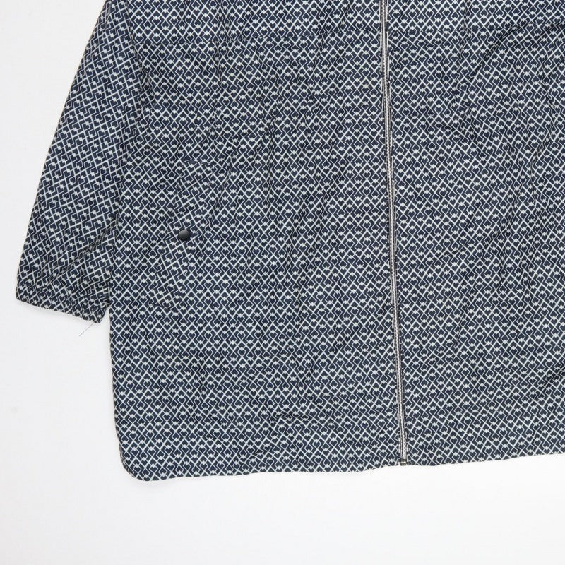 M&S Women’s Blue Geometric Hooded Rain Jacket XL Full Zip