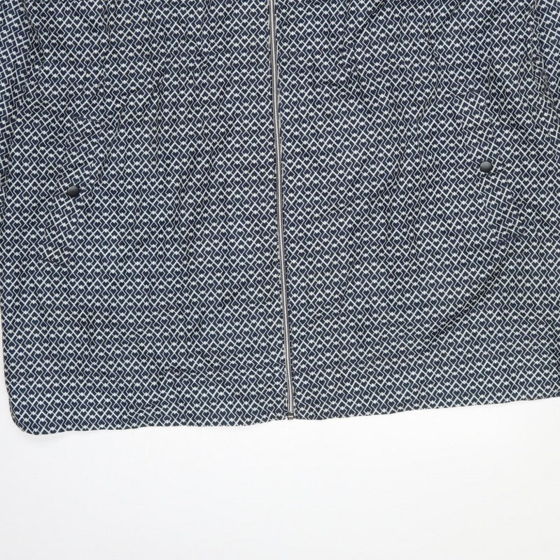 M&S Women’s Blue Geometric Hooded Rain Jacket XL Full Zip