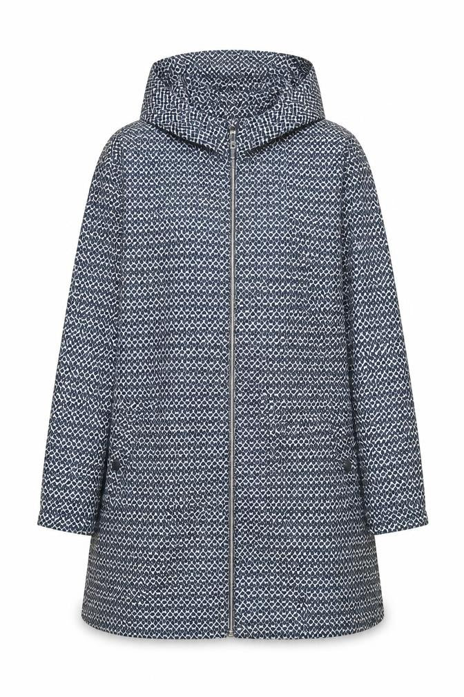 M&S Women’s Blue Geometric Hooded Rain Jacket XL Full Zip