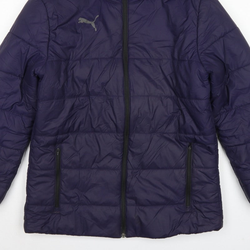 Puma Men’s Blue M Hooded Puffer Jacket Quilted Full Zip
