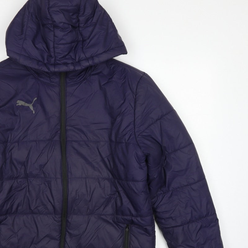 Puma Men’s Blue M Hooded Puffer Jacket Quilted Full Zip