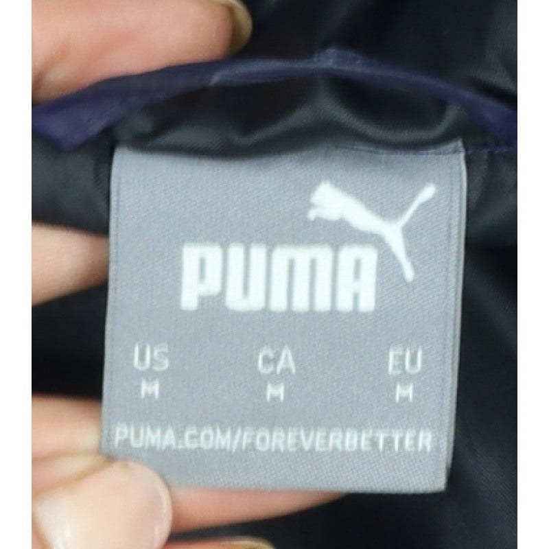 Puma Men’s Blue M Hooded Puffer Jacket Quilted Full Zip