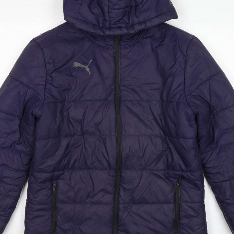 Puma Men’s Blue M Hooded Puffer Jacket Quilted Full Zip