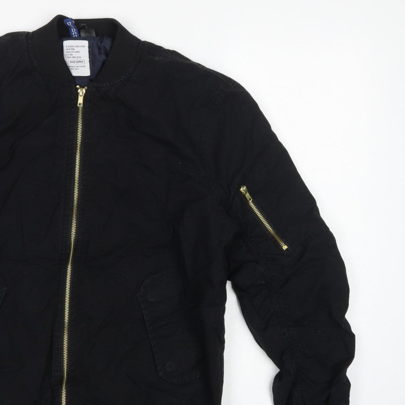 Divided H&M Men’s Black S Bomber Jacket Cotton Lined MA-1 Zip