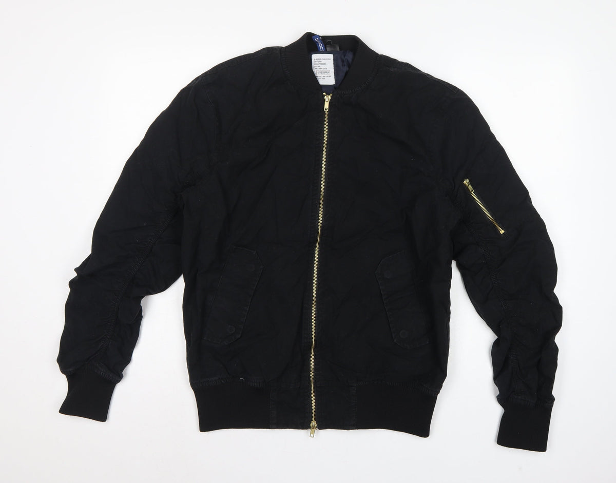 Divided H&M Men’s Black S Bomber Jacket Cotton Lined MA-1 Zip