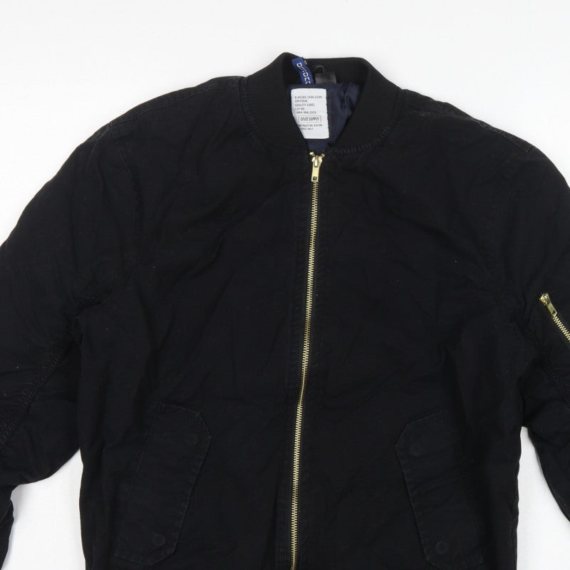 Divided H&M Men’s Black S Bomber Jacket Cotton Lined MA-1 Zip