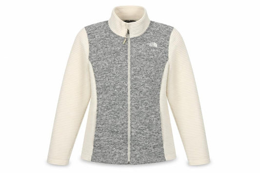 The North Face Women Grey & White XL Full Zip Fleece Jacket