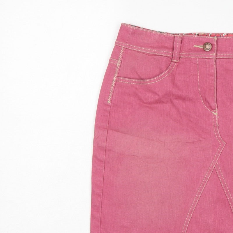 Boden Women’s Pink UK 6 Cotton Denim Pencil Knee Length Skirt