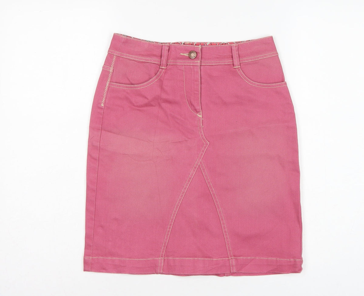 Boden Women’s Pink UK 6 Cotton Denim Pencil Knee Length Skirt