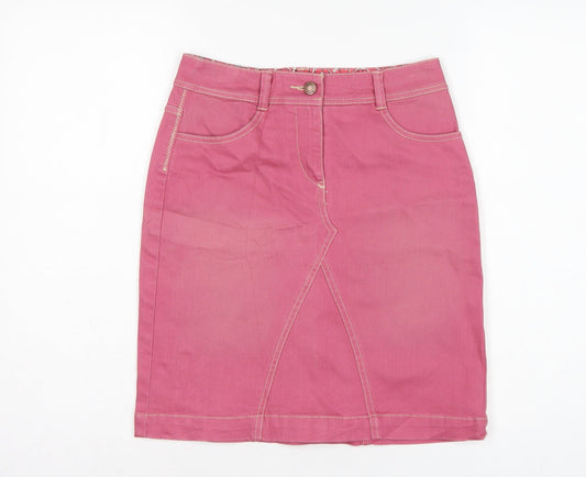 Boden Women’s Pink UK 6 Cotton Denim Pencil Knee Length Skirt