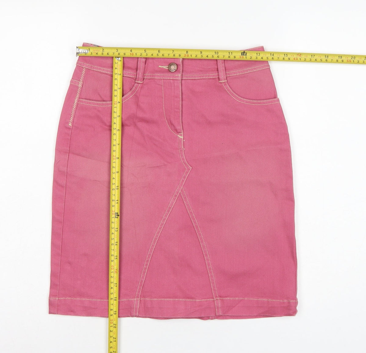 Boden Women’s Pink UK 6 Cotton Denim Pencil Knee Length Skirt