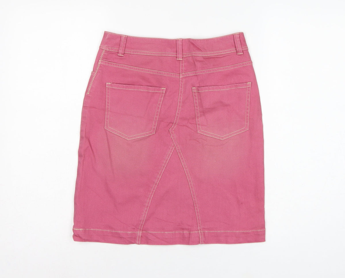 Boden Women’s Pink UK 6 Cotton Denim Pencil Knee Length Skirt
