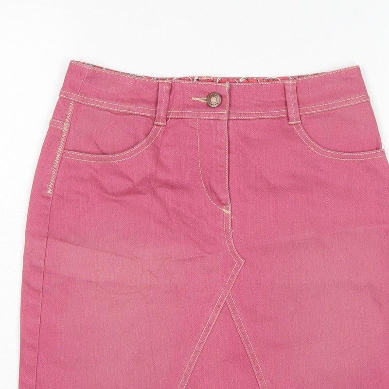 Boden Women’s Pink UK 6 Cotton Denim Pencil Knee Length Skirt