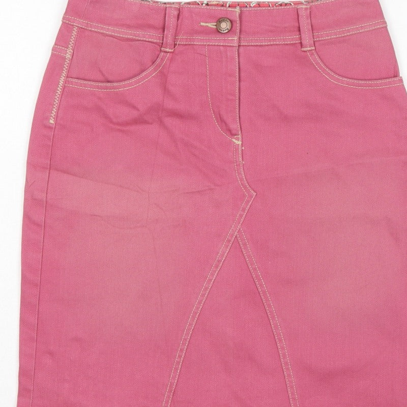 Boden Women’s Pink UK 6 Cotton Denim Pencil Knee Length Skirt