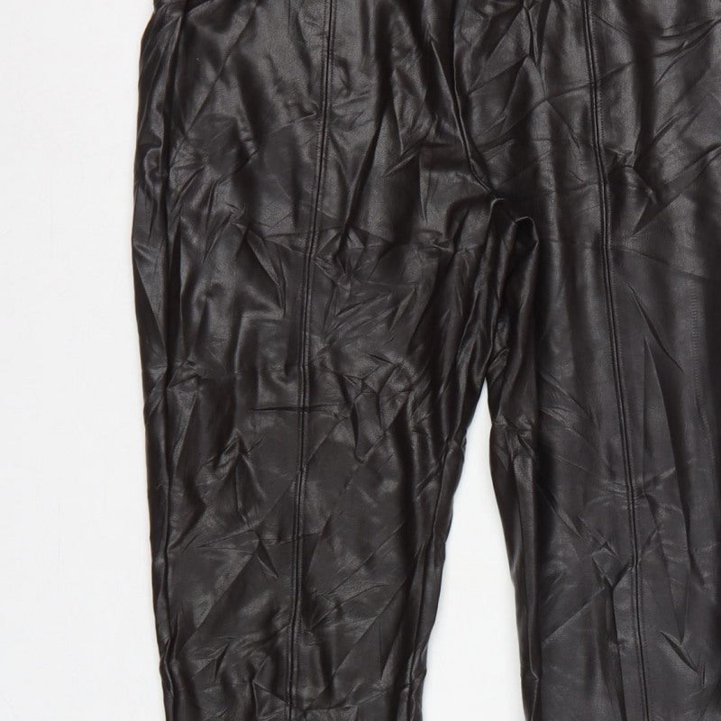 Marks and Spencer Women Brown Size 10 High Rise Faux Leather Leggings