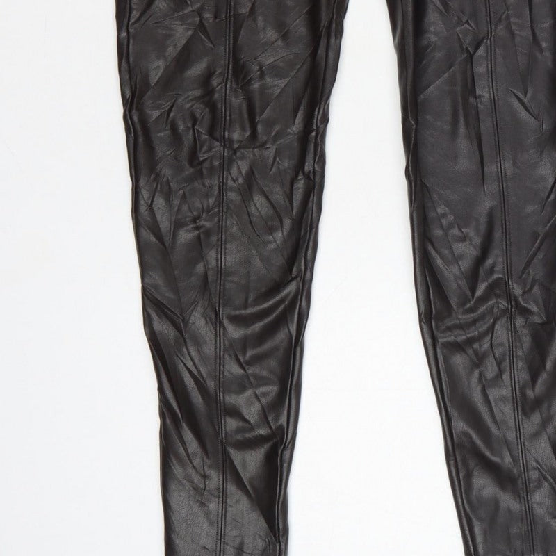 Marks and Spencer Women Brown Size 10 High Rise Faux Leather Leggings