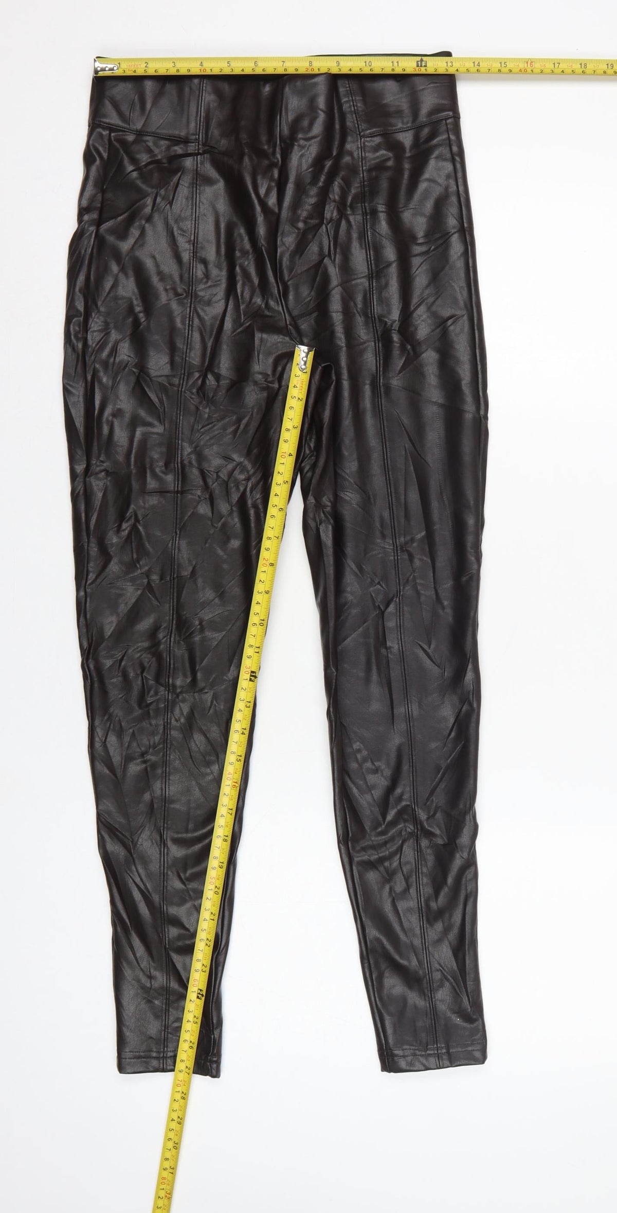 Marks and Spencer Women Brown Size 10 High Rise Faux Leather Leggings