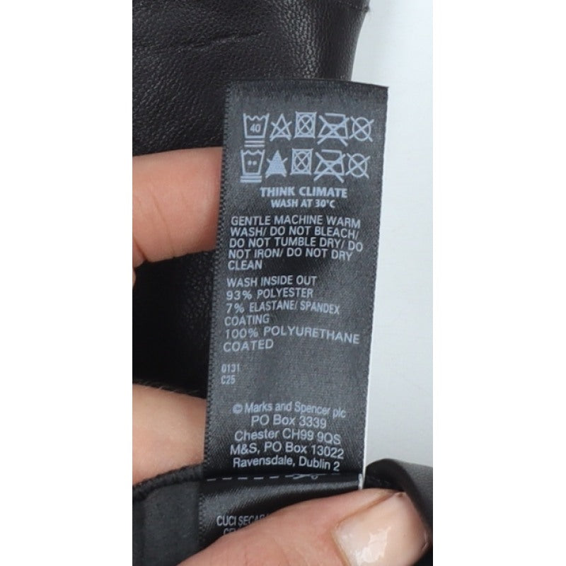 Marks and Spencer Women Brown Size 10 High Rise Faux Leather Leggings