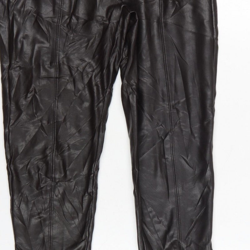 Marks and Spencer Women Brown Size 10 High Rise Faux Leather Leggings