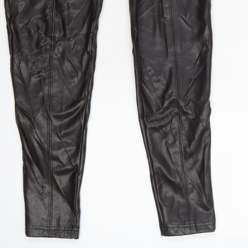 Marks and Spencer Women Brown Size 10 High Rise Faux Leather Leggings