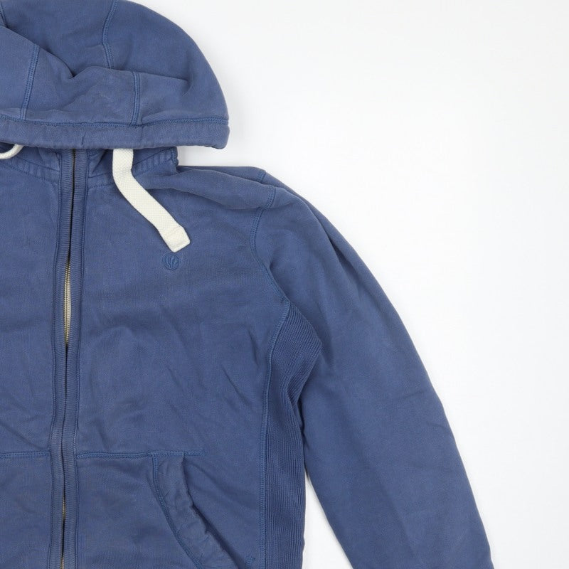 FatFace Men’s Blue L Full Zip Hooded Cotton Sweatshirt Logo Pockets
