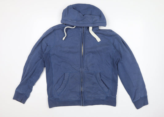 FatFace Men’s Blue L Full Zip Hooded Cotton Sweatshirt Logo Pockets