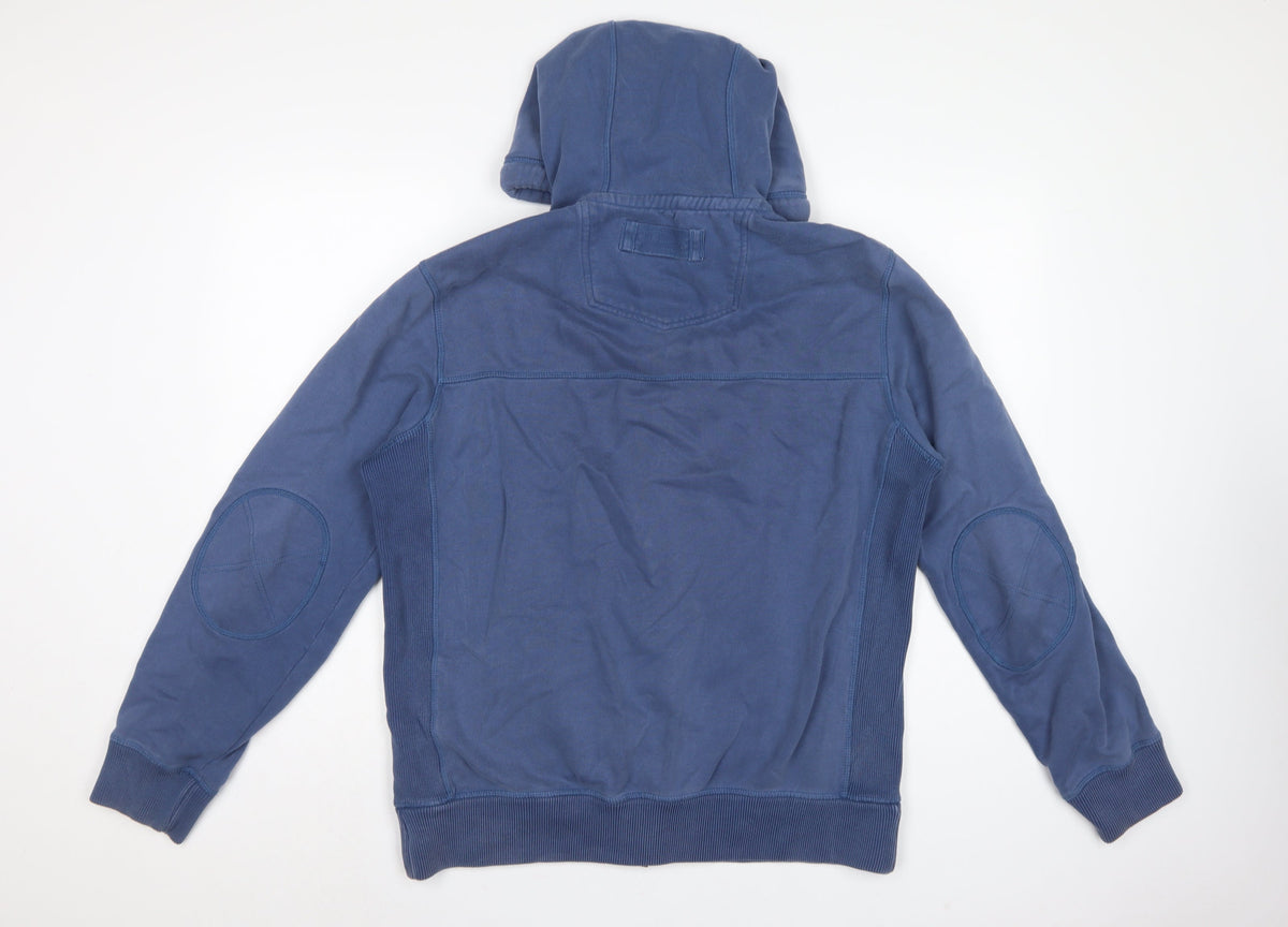 FatFace Men’s Blue L Full Zip Hooded Cotton Sweatshirt Logo Pockets