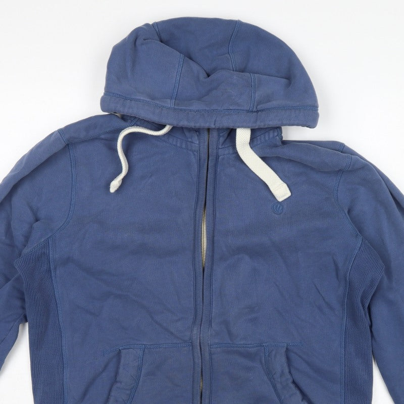 FatFace Men’s Blue L Full Zip Hooded Cotton Sweatshirt Logo Pockets