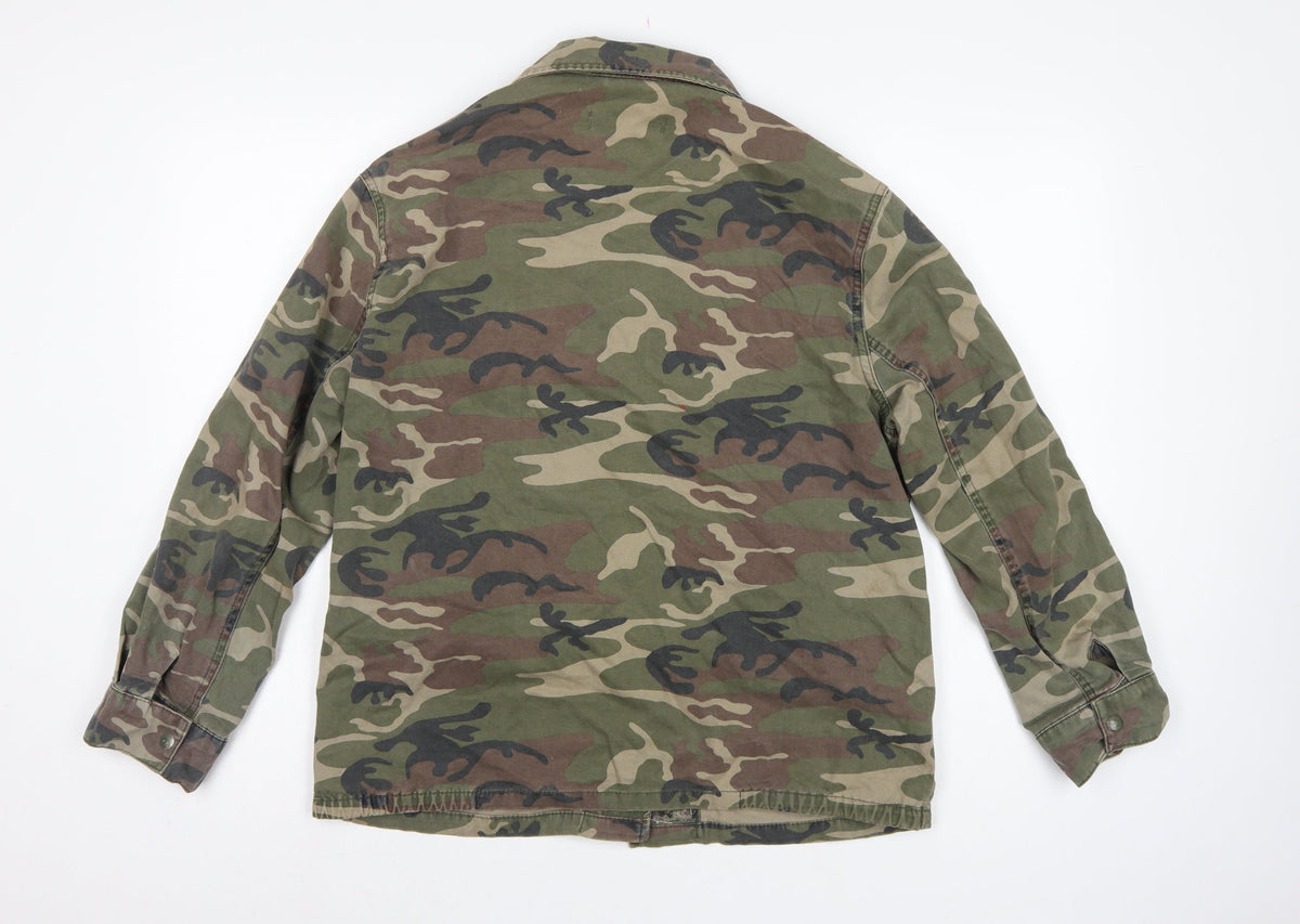Topshop Petite Women’s Green Camo Military Jacket UK 10 Cotton
