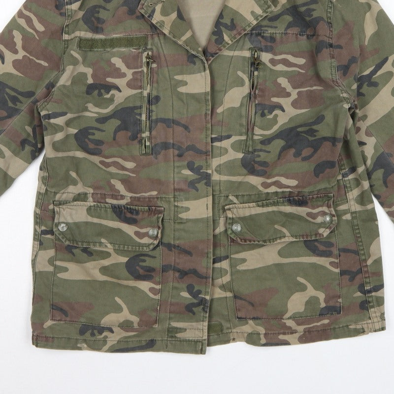 Topshop Petite Women’s Green Camo Military Jacket UK 10 Cotton