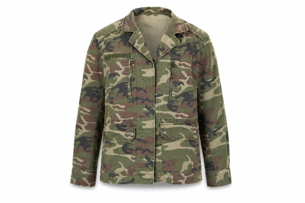 Topshop Petite Women’s Green Camo Military Jacket UK 10 Cotton