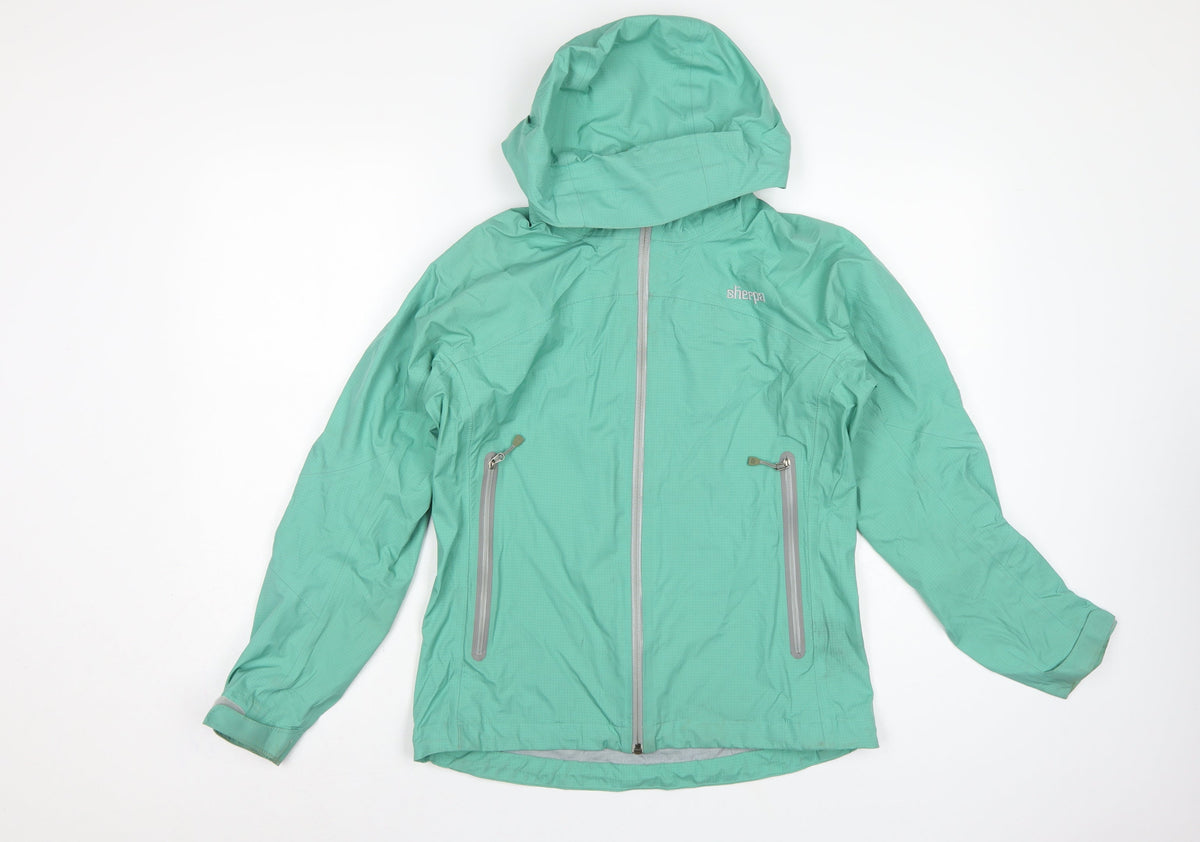 Sherpa Women’s Green XS Hooded Rain Jacket Lightweight Outdoor Shell