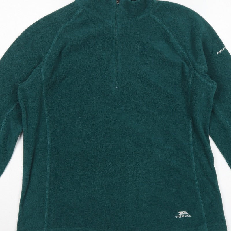Trespass Mens Green L 1/4 Zip Fleece Sweatshirt