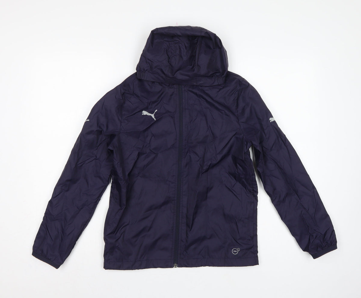 Puma Boys Blue 11-12 Years Windbreaker Hooded Full Zip Jacket