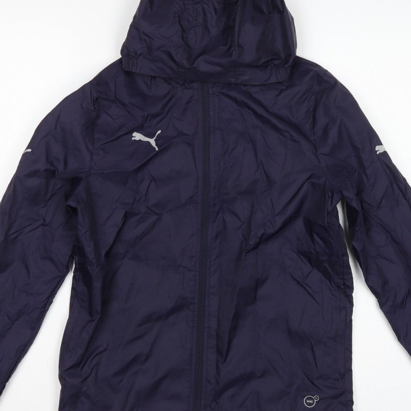 Puma Boys Blue 11-12 Years Windbreaker Hooded Full Zip Jacket
