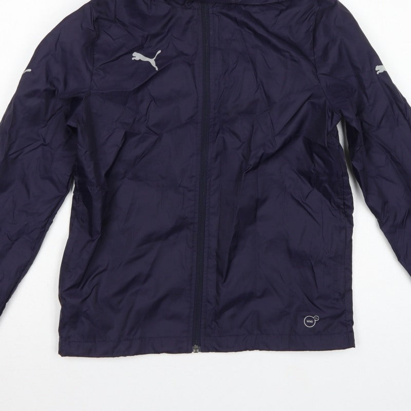Puma Boys Blue 11-12 Years Windbreaker Hooded Full Zip Jacket