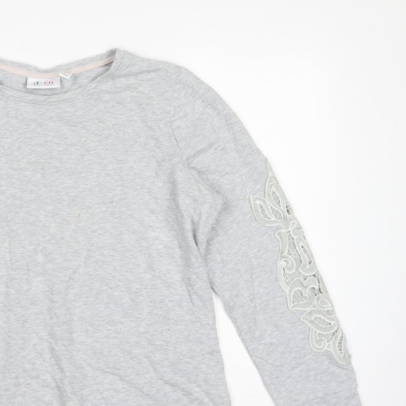d&co. Women’s Grey UK L Tunic Sweatshirt Embroidered Sleeve Casual