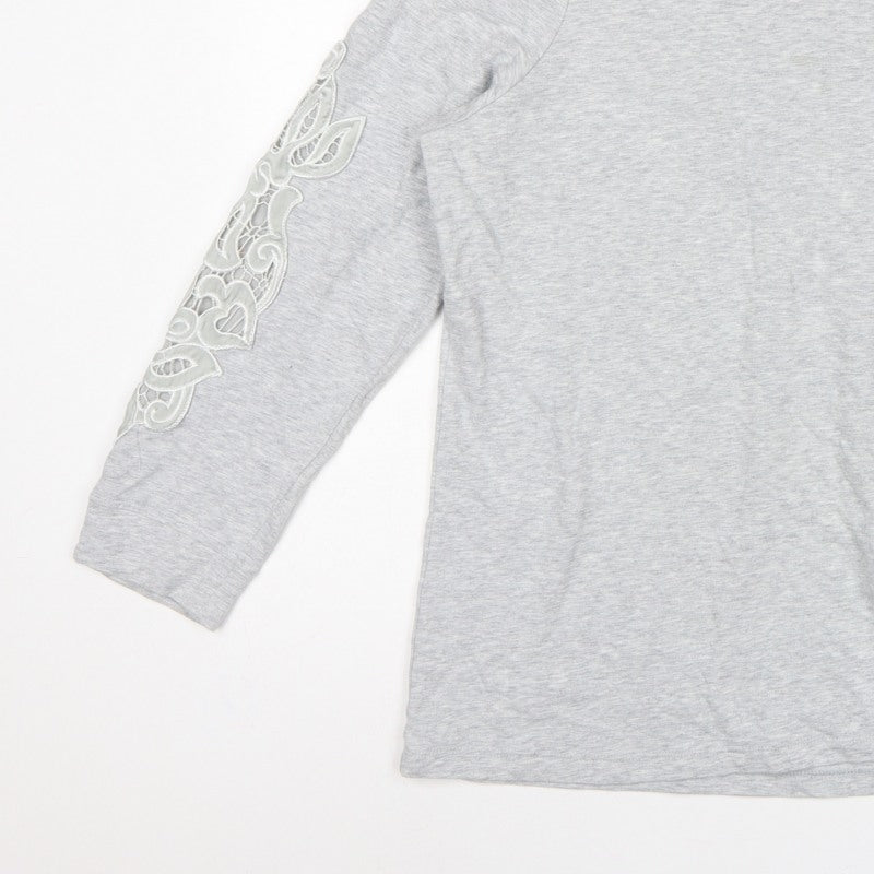 d&co. Women’s Grey UK L Tunic Sweatshirt Embroidered Sleeve Casual