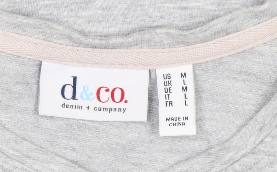 d&co. Women’s Grey UK L Tunic Sweatshirt Embroidered Sleeve Casual
