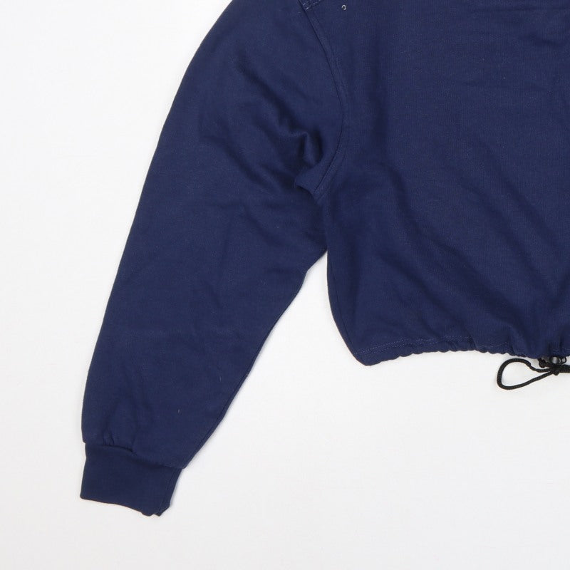 Kansas Women’s Blue M Cropped Logo Pocket Drawstring Sweatshirt