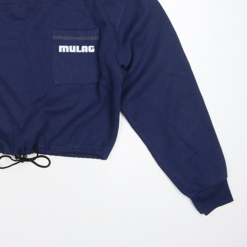Kansas Women’s Blue M Cropped Logo Pocket Drawstring Sweatshirt