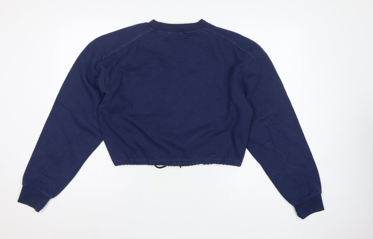 Kansas Women’s Blue M Cropped Logo Pocket Drawstring Sweatshirt